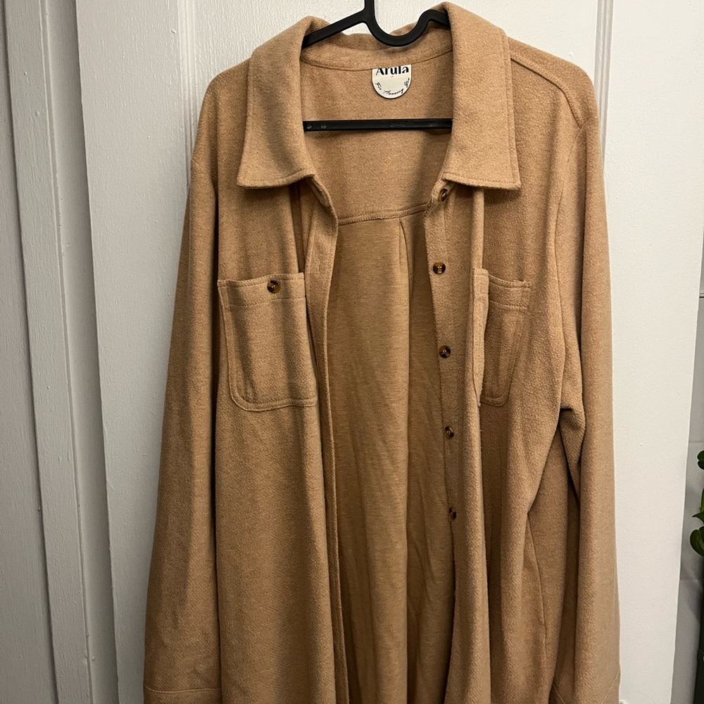 Arula Camel Button-Up Top